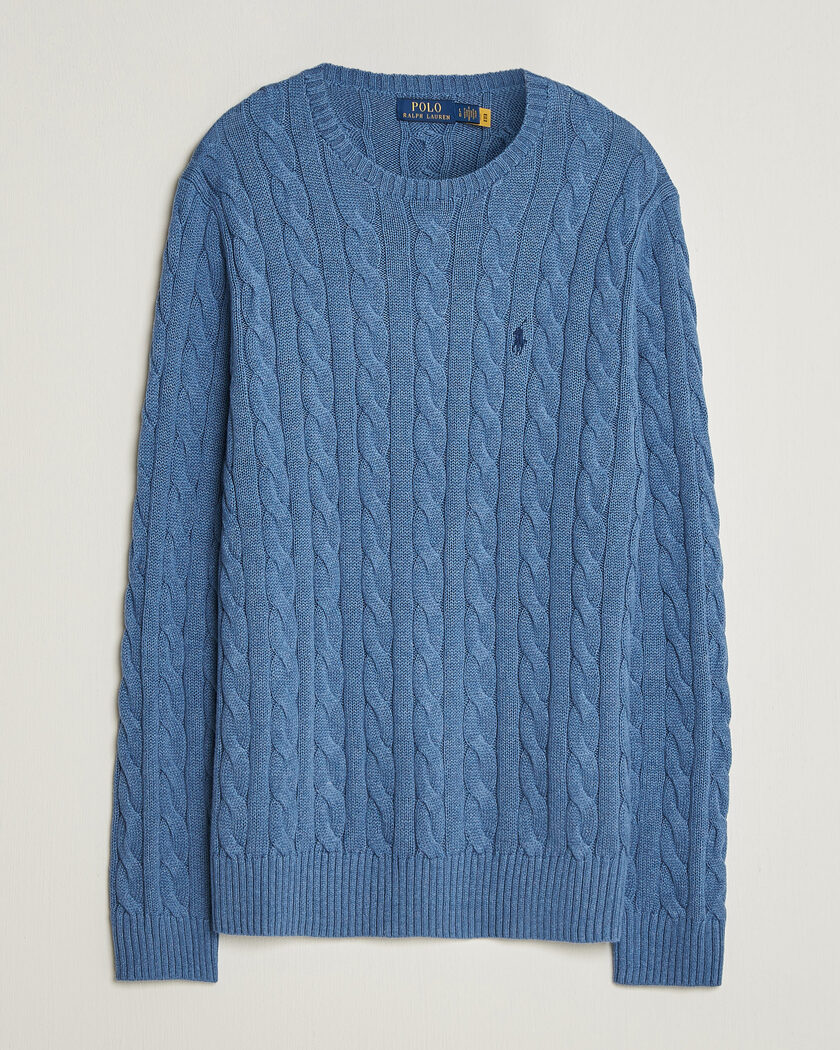 Polo Ralph Lauren Cotton Cable Pullover  Blue Borage Heather – Azul