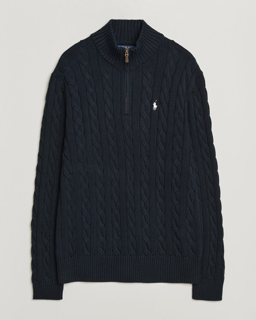 Polo Ralph Lauren Cotton Cable Half Zip Hunter Navy – Azul