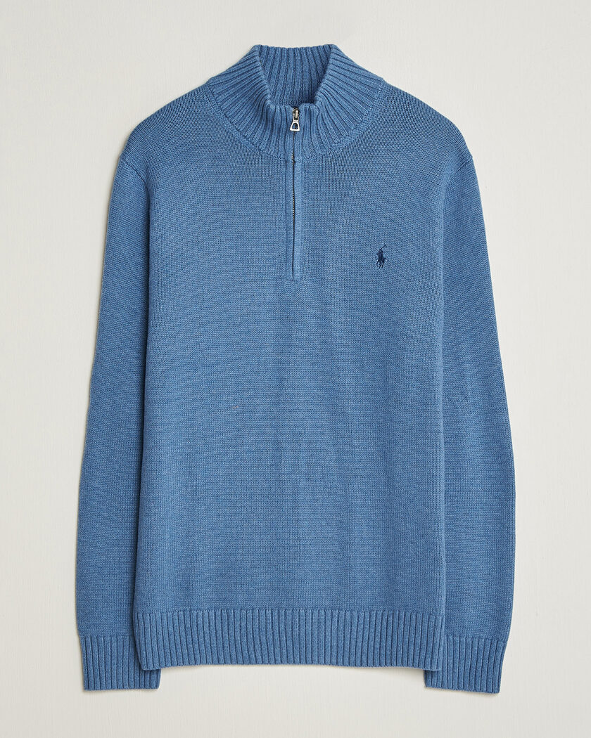 Polo Ralph Lauren Cotton Pullover Half Zip Blue Borage Heather – Azul