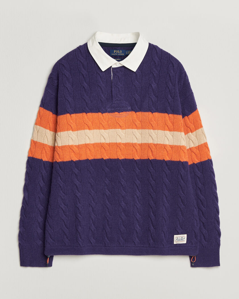 Polo Ralph Lauren Wool Blend Cable Knitted Polo Purple Combo – Morado