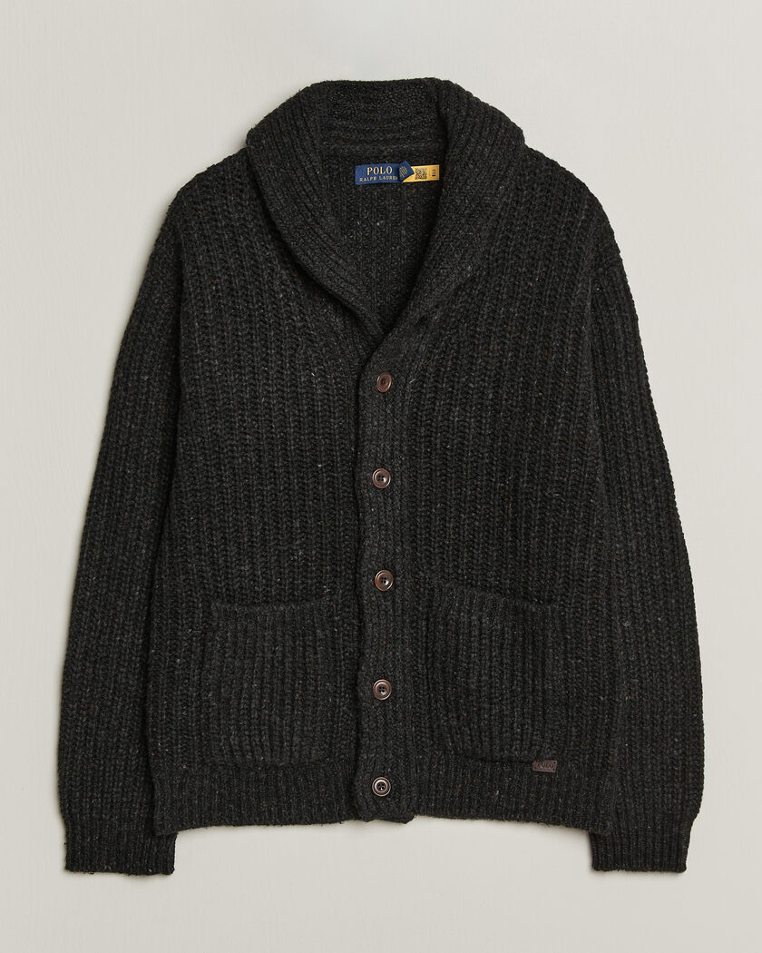 Polo Ralph Lauren Wool Blend Shawl Collar Cardigan Black Marl – Negro