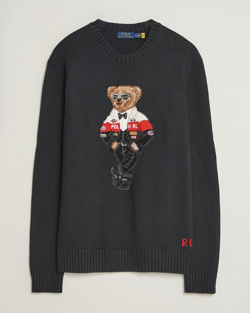 Polo Ralph Lauren Cotton Blend Bear Sweater Polo Black – Negro