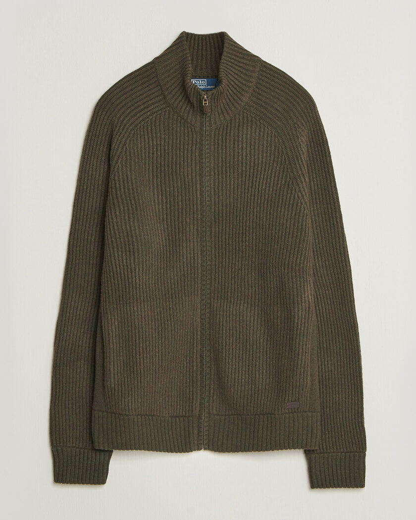 Polo Ralph Lauren Wool/Cashmere Full-Zip Ekanite Olive Heather – Verde