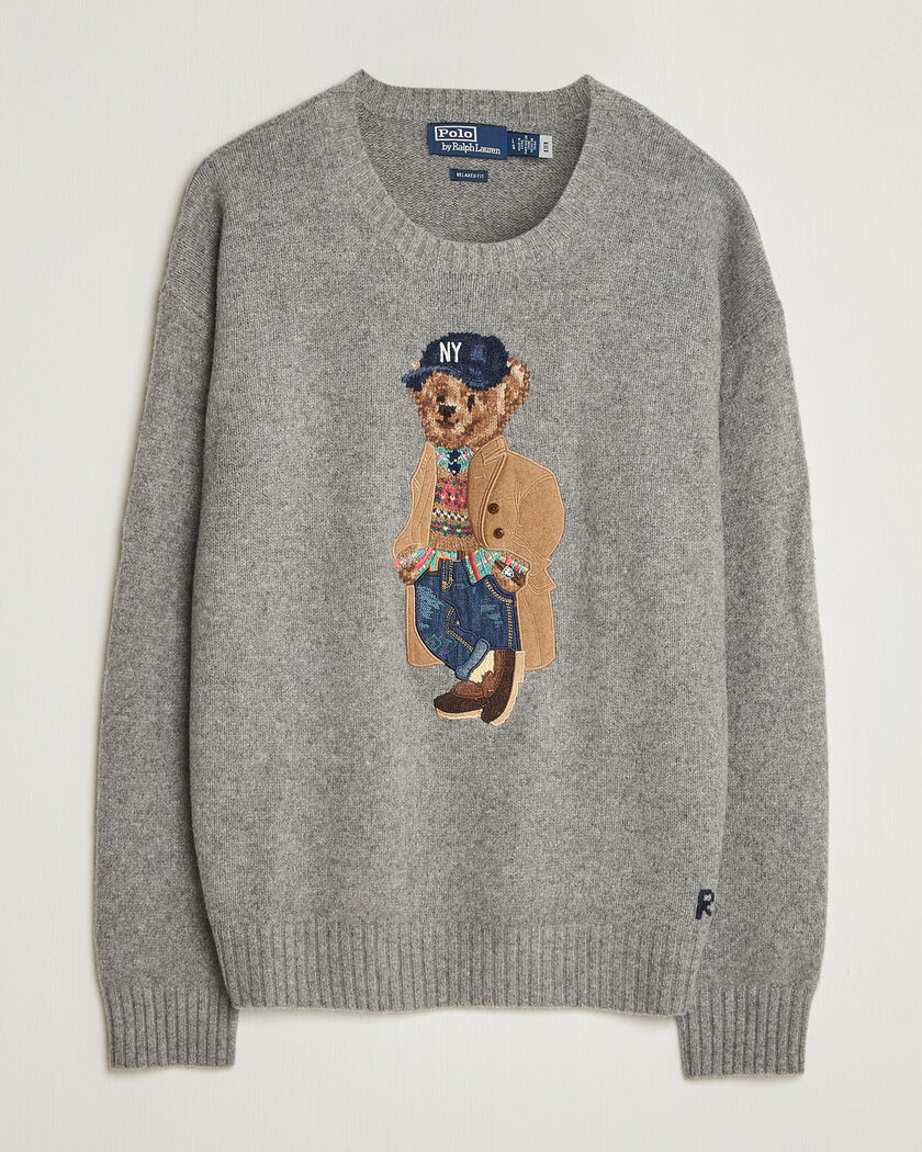Polo Ralph Lauren Wool Blend Bear Sweater Grey Combo – Gris