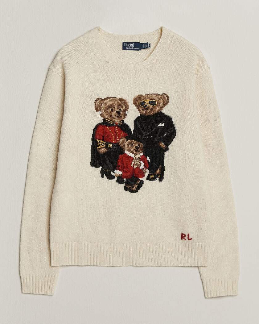 Polo Ralph Lauren Wool Blend Bear Sweater Authentic Cream – Blanco
