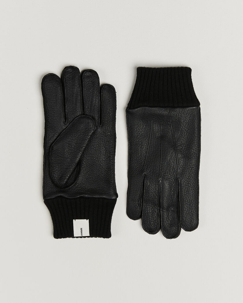 Samsøe Samsøe Floki Leather Gloves Black – Marrón
