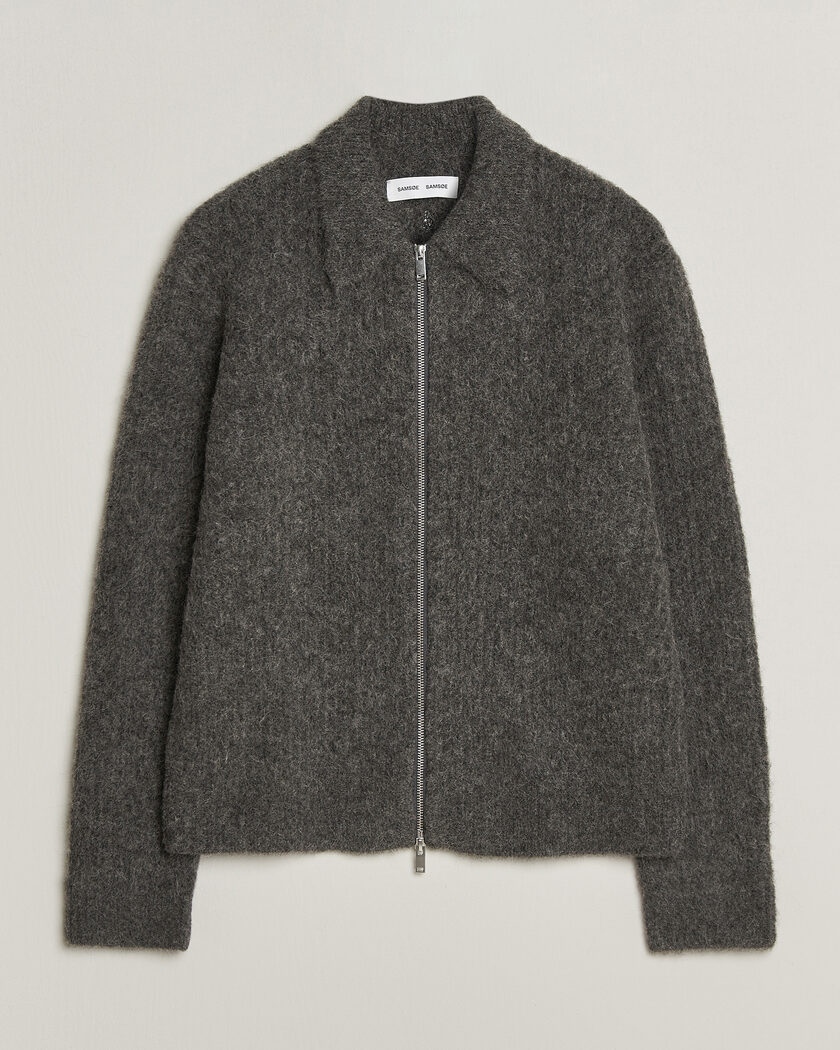 Samsøe Samsøe Job Alpaca Knitted Full Zip Dark Grey Melange – Gris
