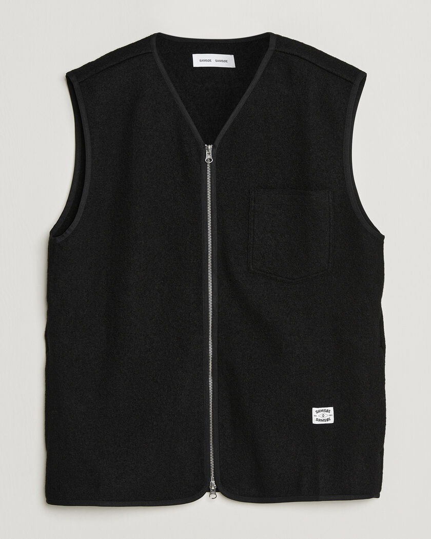 Samsøe Samsøe Hannes Boiled Wool Vest Black – Negro