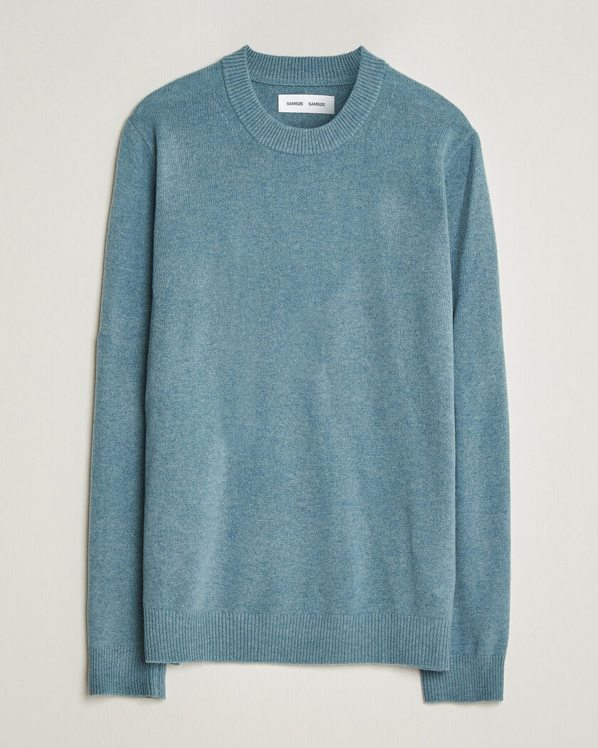Samsøe Samsøe Isak Knitted Crew Neck Stormy Sea – Azul