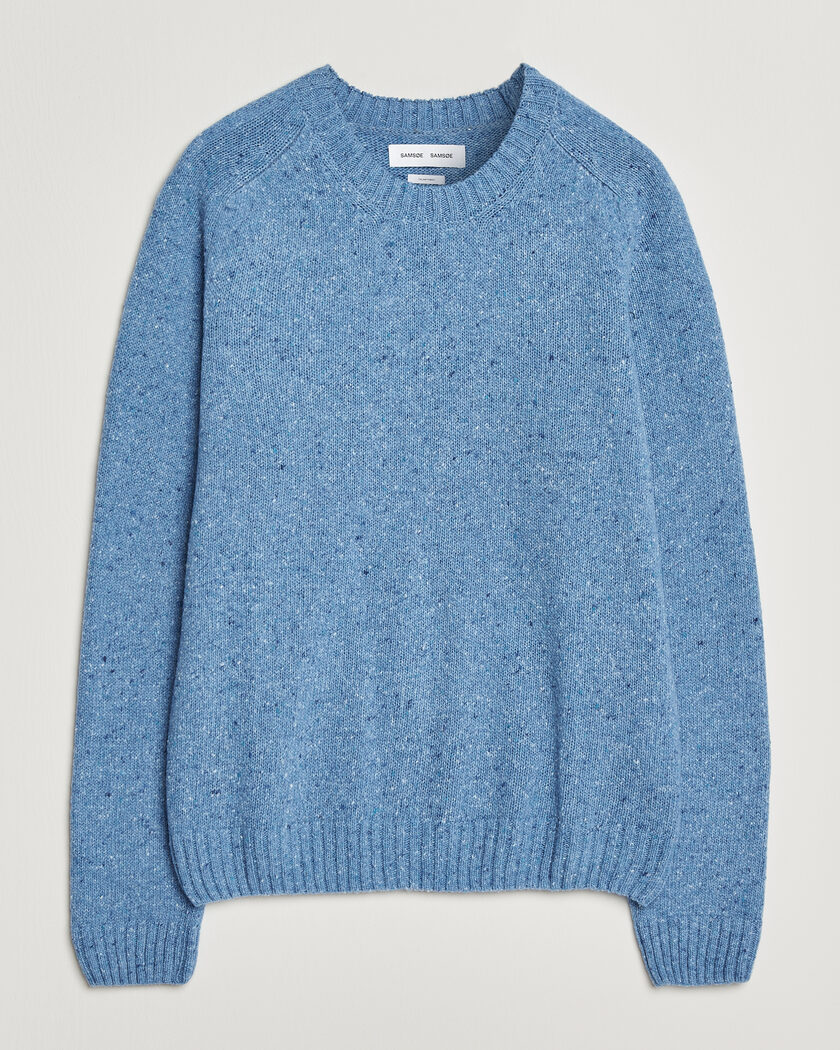 Samsøe Samsøe Nate Donegal Wool Knitted Striped Sweater Cyaneus – Azul