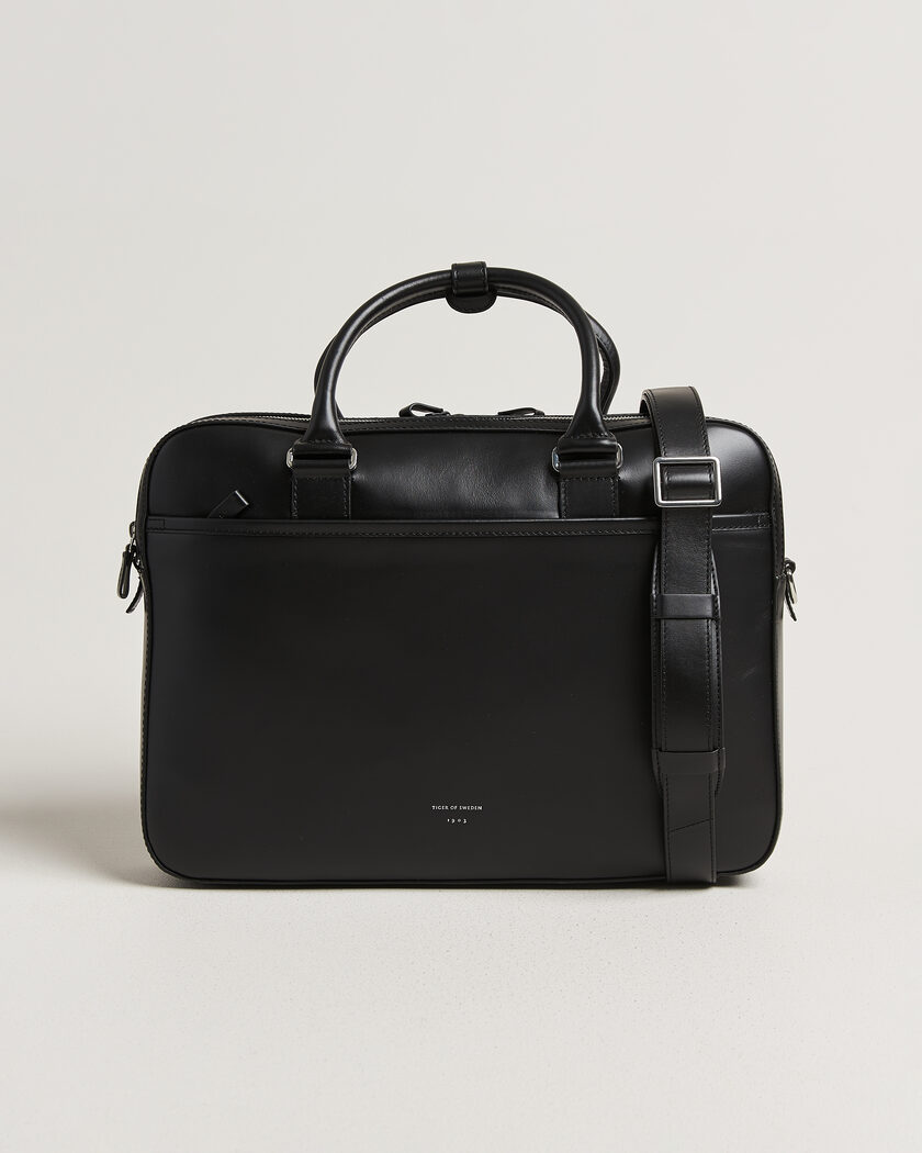 Tiger of Sweden Burin Smooth Leather Briefcase Black – Negro