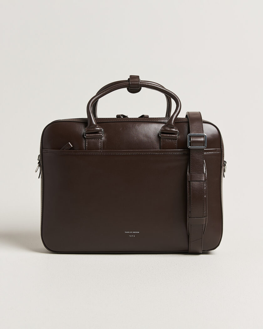 Tiger of Sweden Burin Smooth Leather Briefcase Dark Brown – Marrón