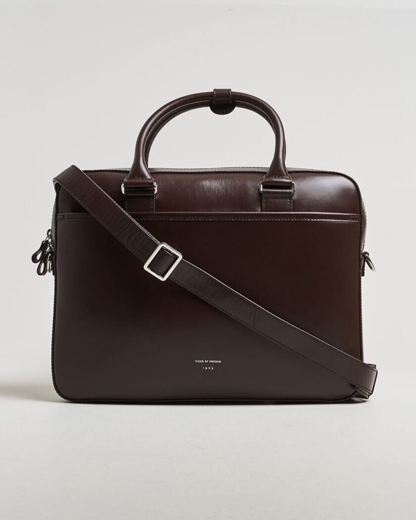 Tiger of Sweden Bosun Smooth Leather Briefcase Dark Brown – Marrón