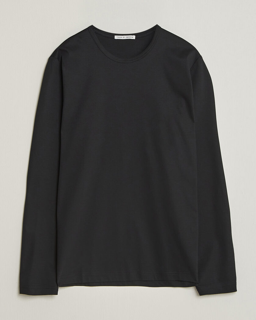 Tiger of Sweden Olaf Mercerized Cotton Long Sleeve T-Shirt Black – Negro