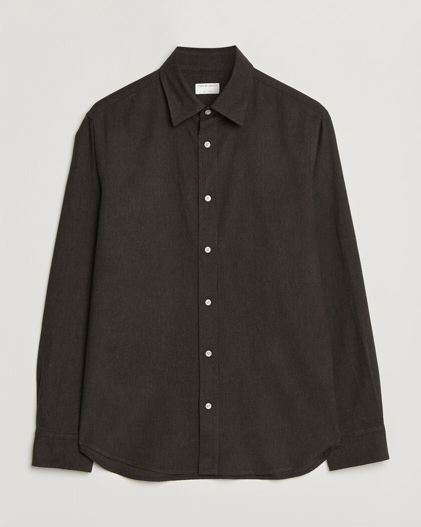 Tiger of Sweden Bjorn Brushed Cotton Shirt Espresso – Marrón