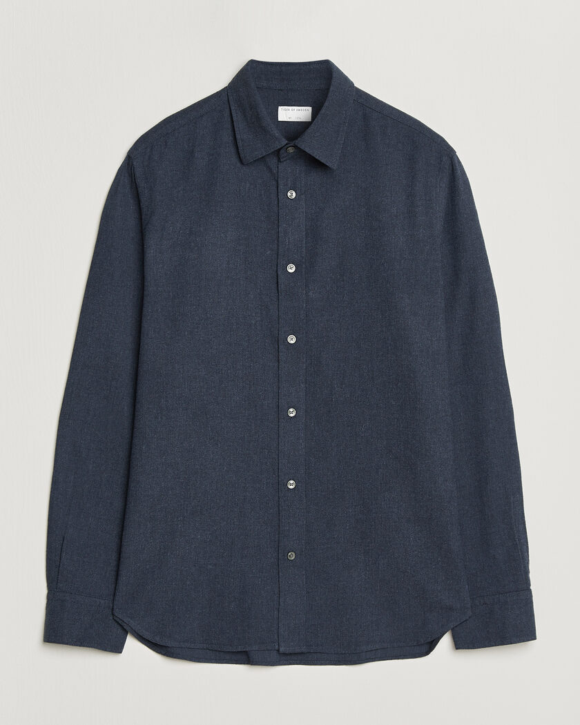 Tiger of Sweden Bjorn Brushed Cotton Shirt Steel Blue – Azul