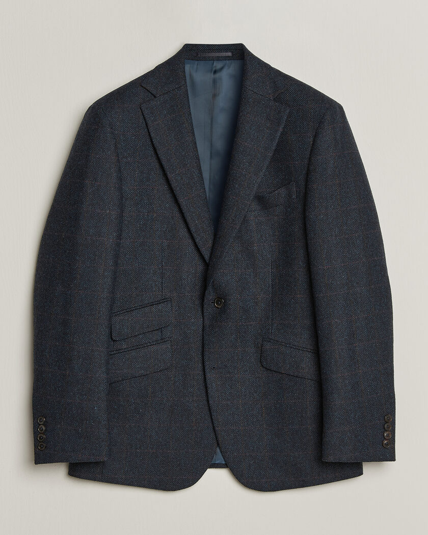 Walker Slater Edward Lambswool Windowpane Blazer Navy – Azul