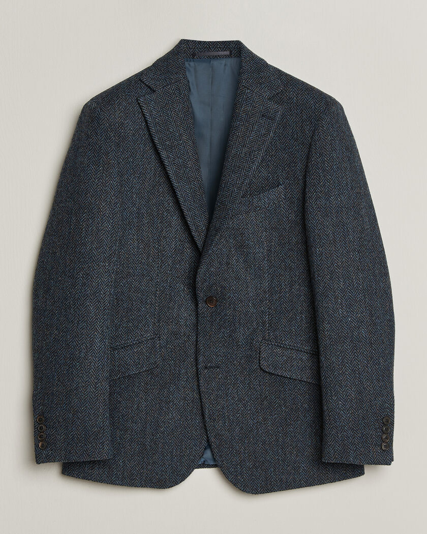 Walker Slater Edward Harris Tweed Herringbone Blazer Navy – Azul