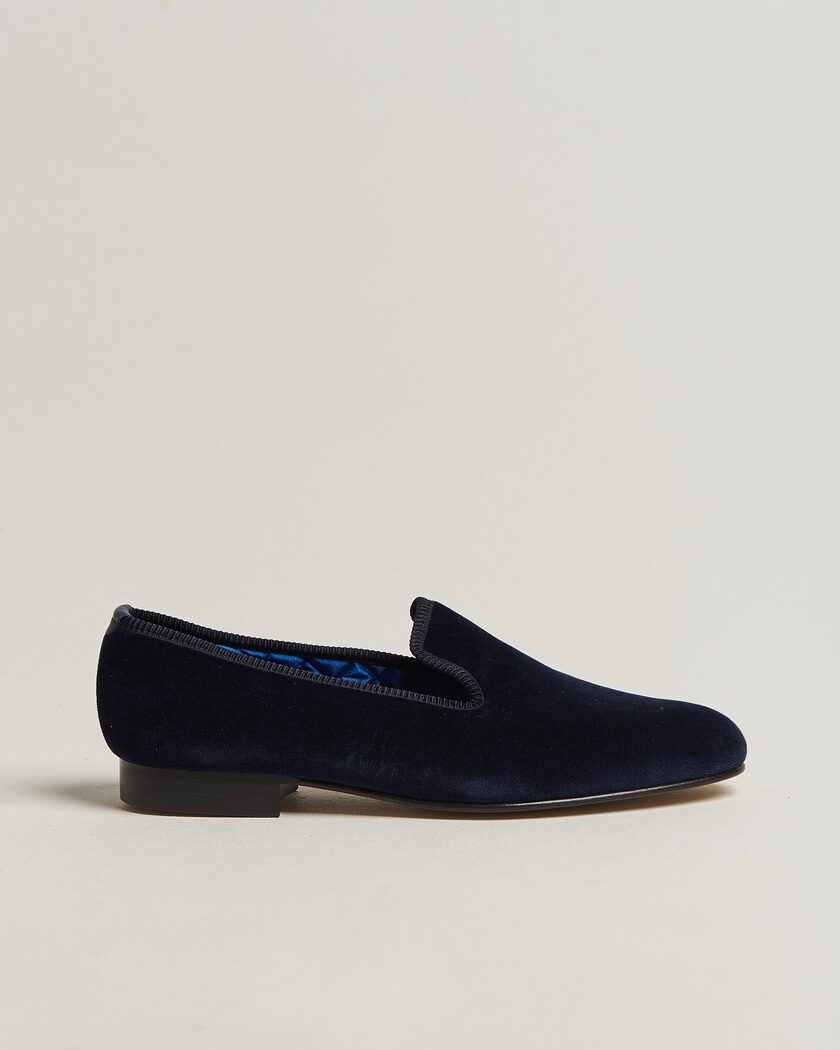Bowhill & Elliott Plain Albert Pump Navy Velvet – Azul