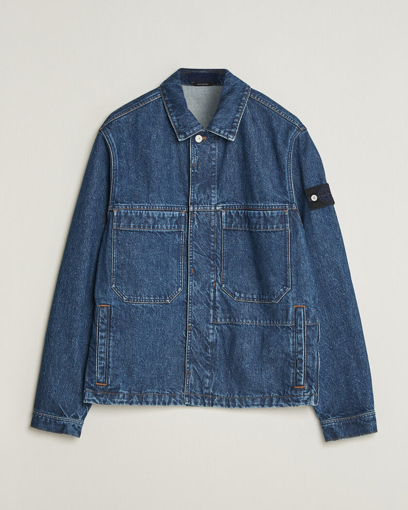 Stone Island Indigo Denim Coach Jacket Blue Medium Wash – Azul