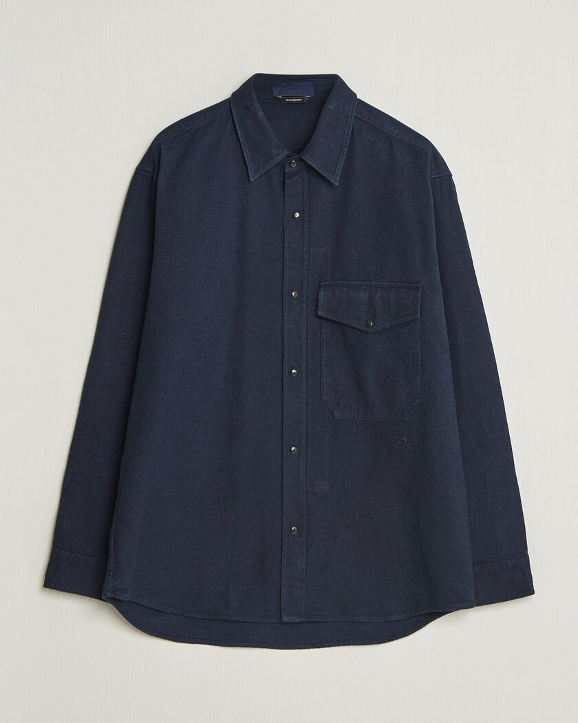 Stone Island Organic Cotton Flannel Denim Shirt Indigo – Azul