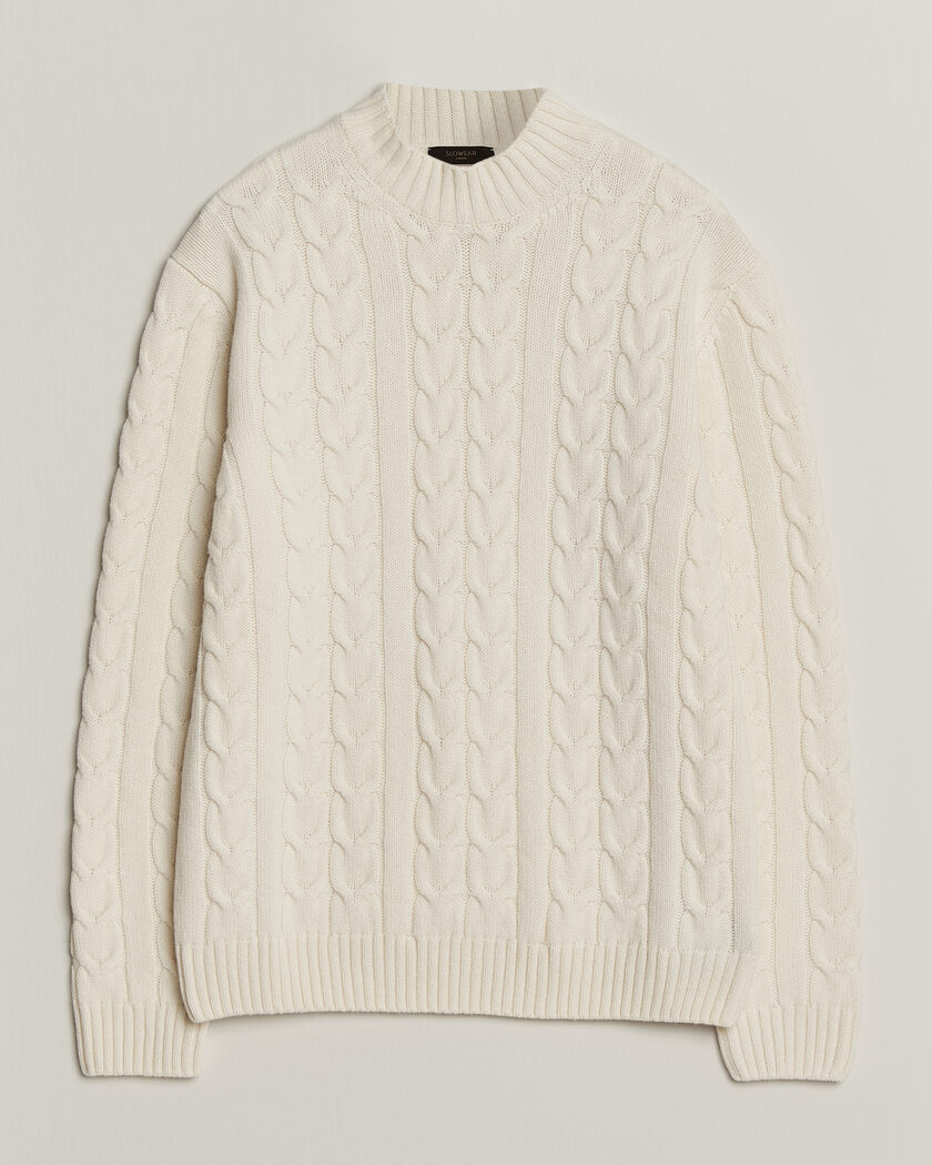 Zanone Double Cable Crew Neck Latte – Blanco