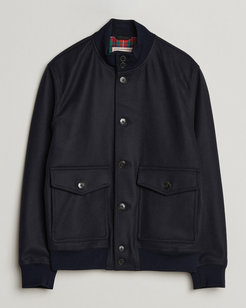 Baracuta Melton Wool Blouson Jacket Deep Blue – Azul