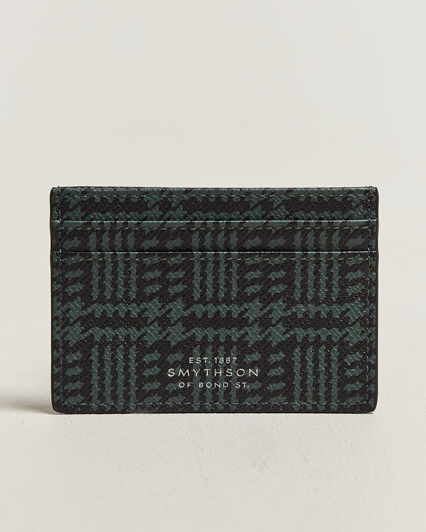 Smythson Panama Tweed Flat Cardholder Slate Green – Verde