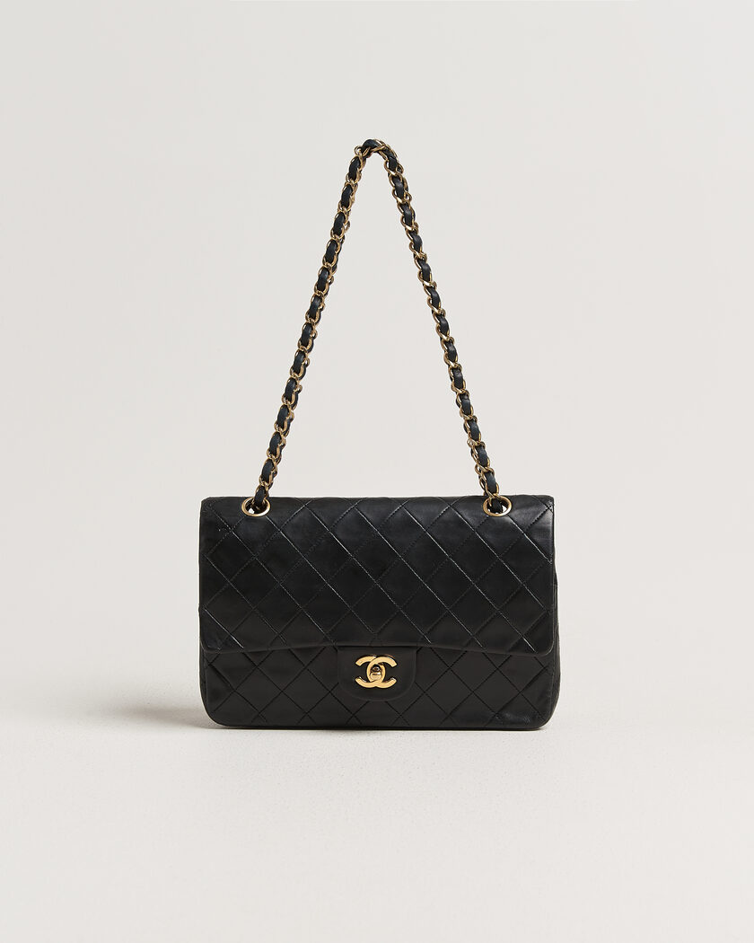 Chanel Pre-Owned Classic Medium Double Flap Bag Lambskin Black – Negro