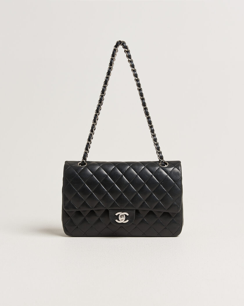Chanel Pre-Owned Classic Medium Double Flap Bag Lambskin Black – Negro