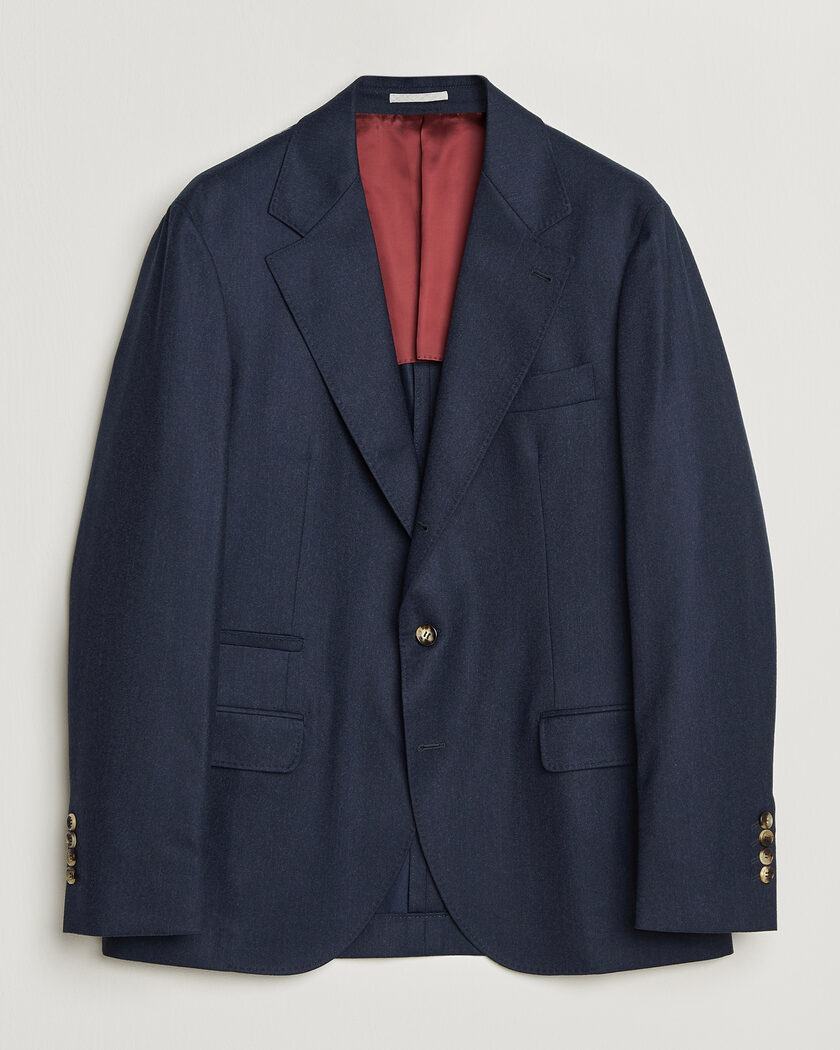 Brunello Cucinelli Wool Flannel Blazzer Navy – Azul