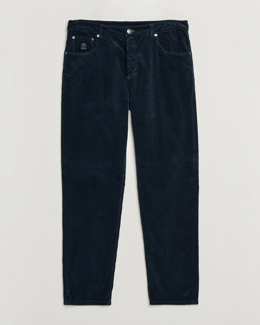 Brunello Cucinelli Leisure Fit Corduroy 5-Pocket Pants Navy – Azul