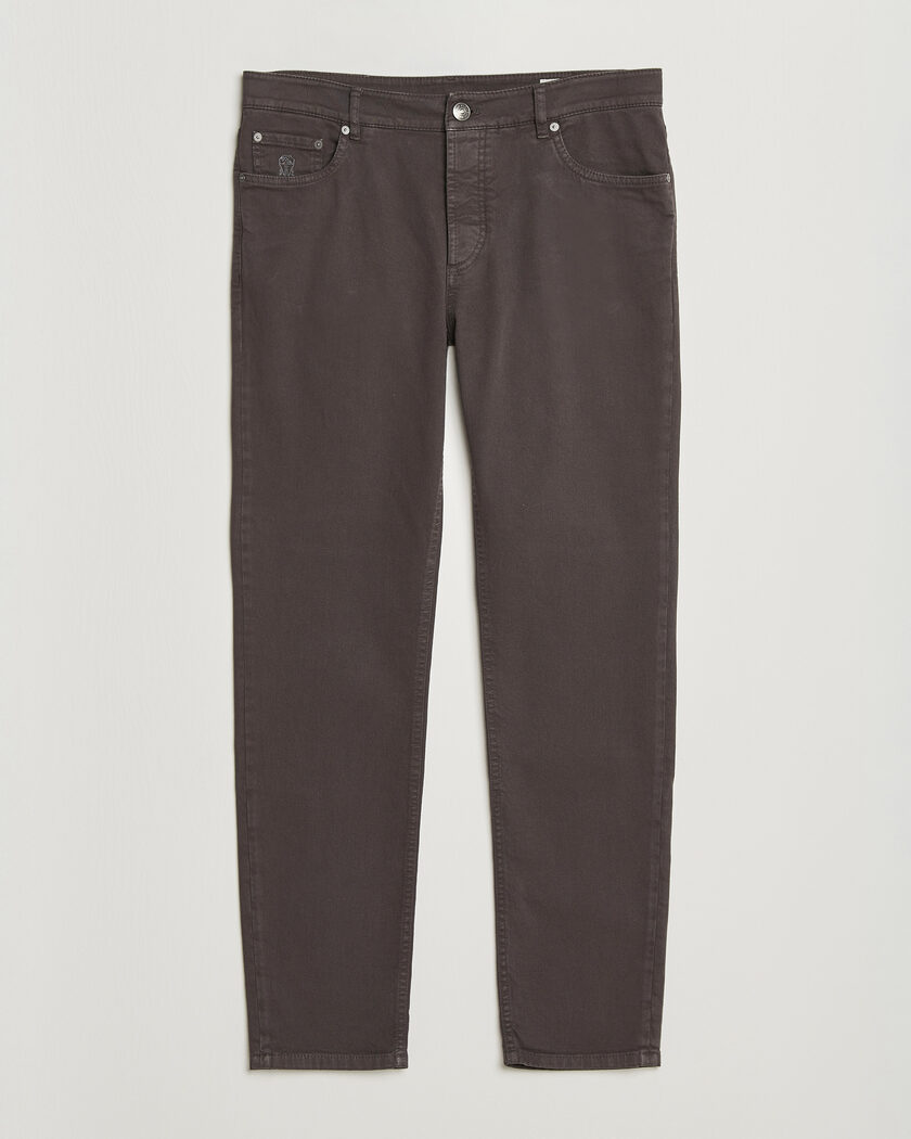 Brunello Cucinelli Slim Fit Bull Denim Pants Dark Brown – Marrón