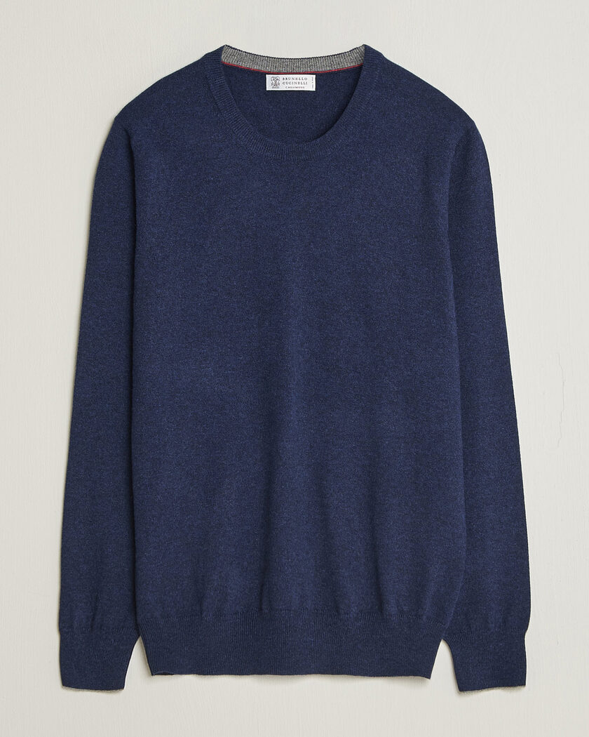 Brunello Cucinelli 2 Ply Cashmere Pullover Marine – Azul
