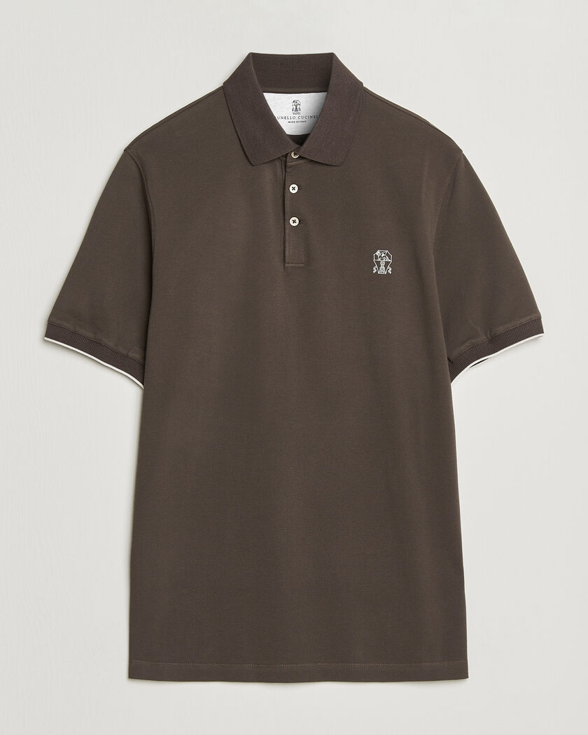 Brunello Cucinelli Short Sleeve Logo Polo Dark Brown – Marrón
