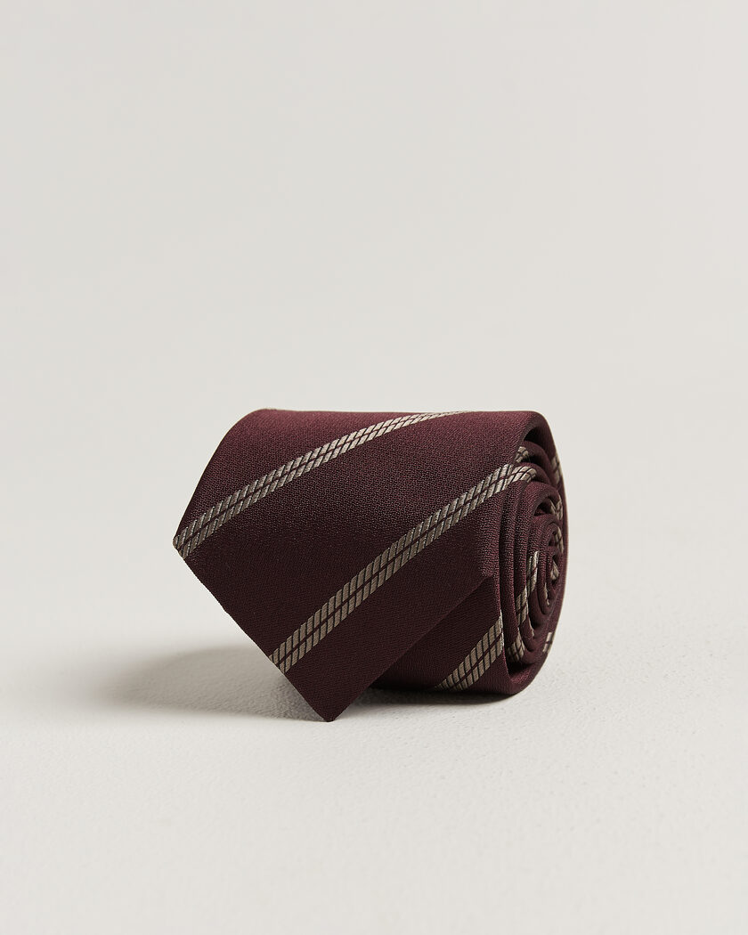 Brunello Cucinelli Regimental Stripe Silk Tie Burgundy – Rojo