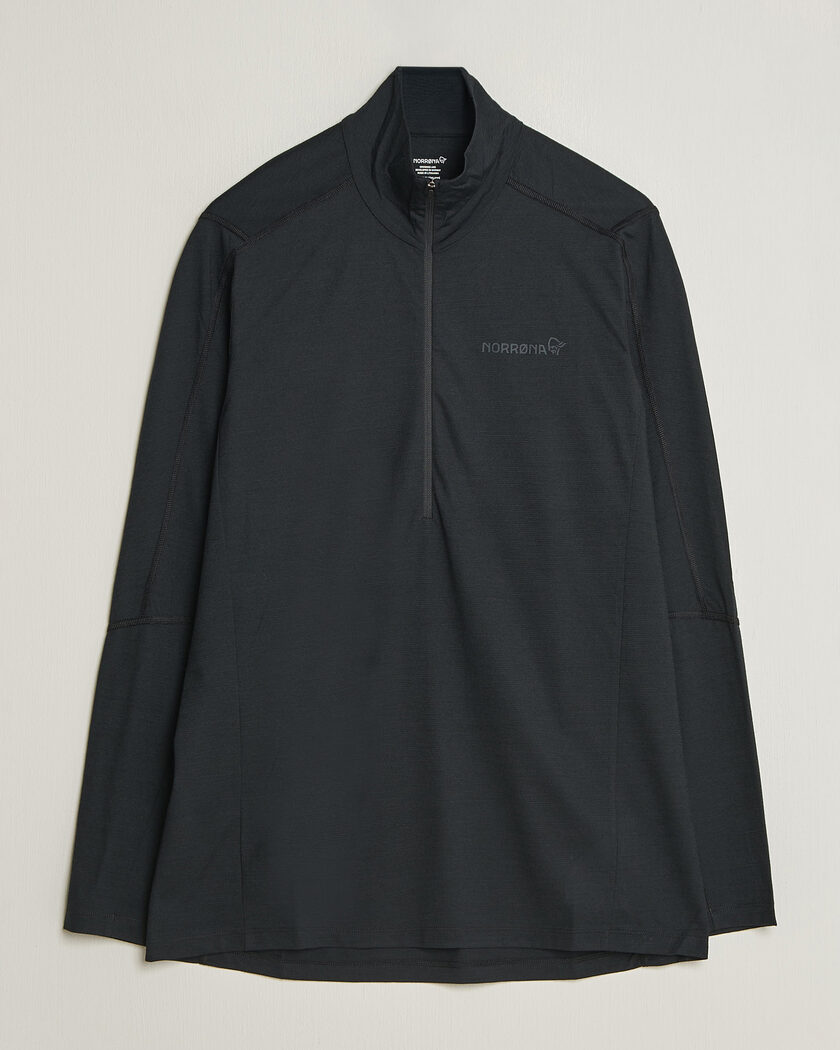 Norrøna Falketind Equalizer Wool Zip Neck Caviar Black – Negro