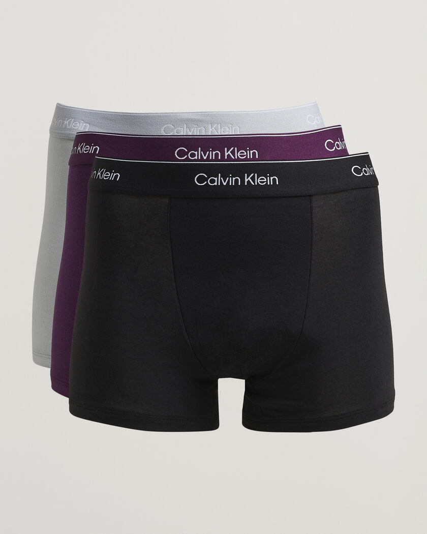 Calvin Klein 3-Pack Icon Cotton Stretch Relaxed Trunk Black/Grey/Purple – Multicolor