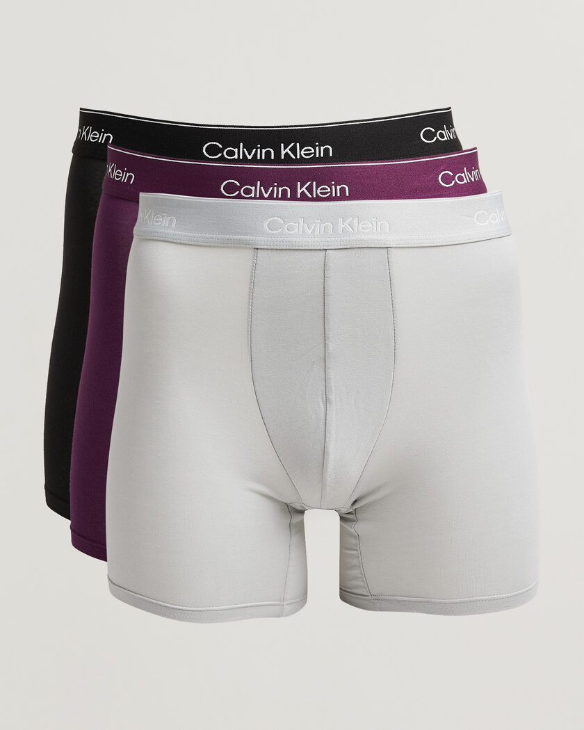 Calvin Klein 3-Pack Icon Cotton Stretch Boxer Brief Black/Grey/Purple – Multicolor
