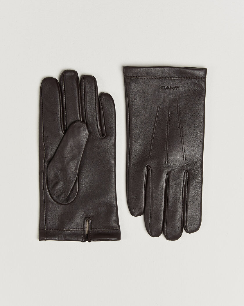 Gant Cashmere Lined Leather Glove Deep Brown – Marrón