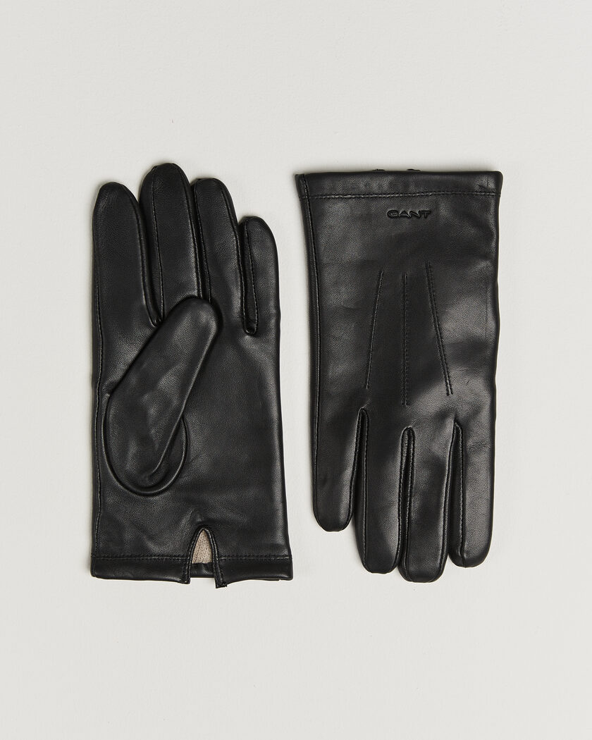 Gant Cashmere Lined Leather Glove Black – Negro