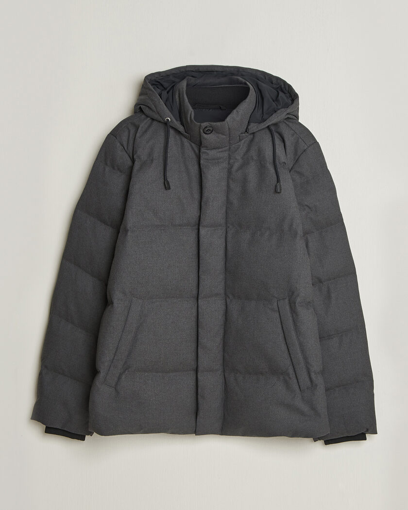 Gant Flannel Down Hooded Jacket Black Grey – Negro