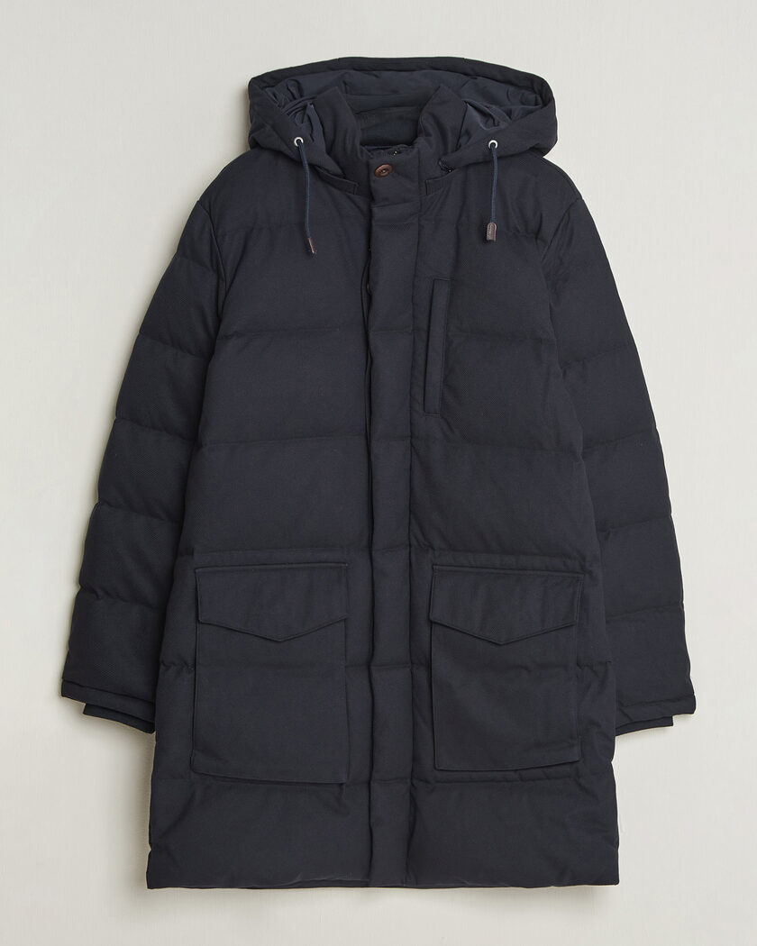 Gant Flannel Down Hooded Parka Evening Blue – Azul