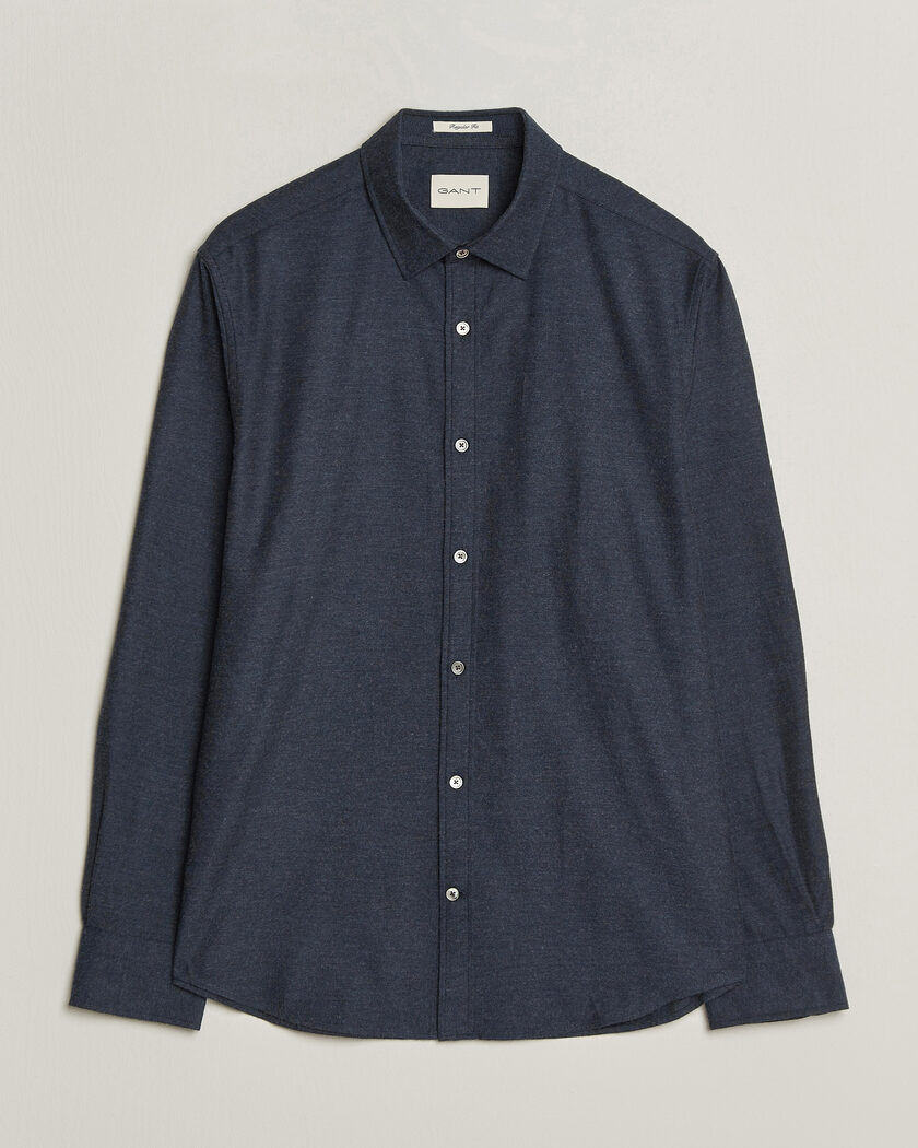 Gant Regular Fit Flannel Shirt Dark Navy Melange – Azul
