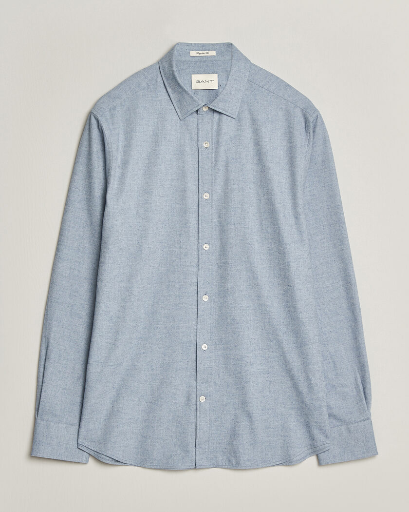 Gant Regular Fit Flannel Shirt Light Blue Melange – Azul