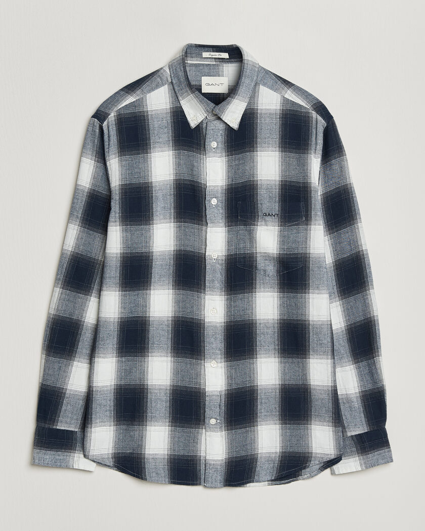 Gant Regular Fit Windblown Flannel Checked Shirt Evening Blue – Azul
