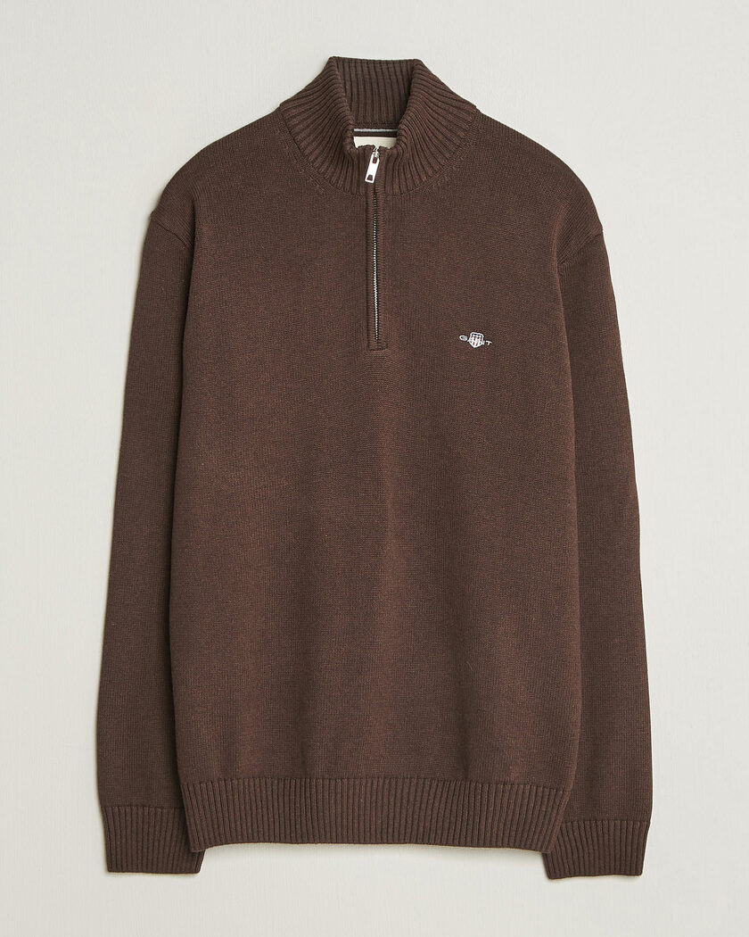 Gant Casual Cotton Half Zip Black Brown Melange – Marrón