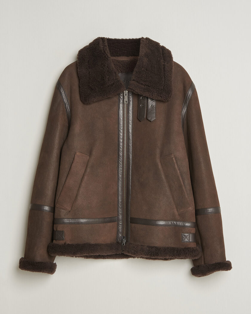 Gant Classic Shearling Jacket Black Brown – Marrón