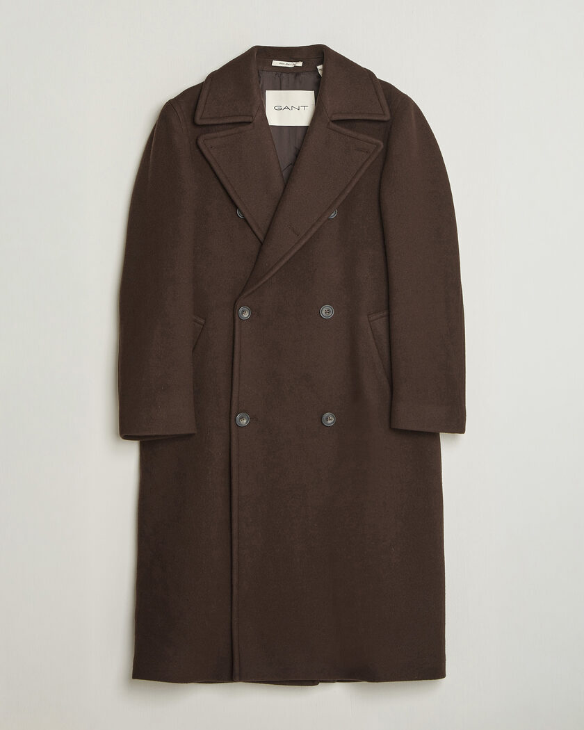 Gant Wool Double Breasted Belted Coat Black Brown – Marrón