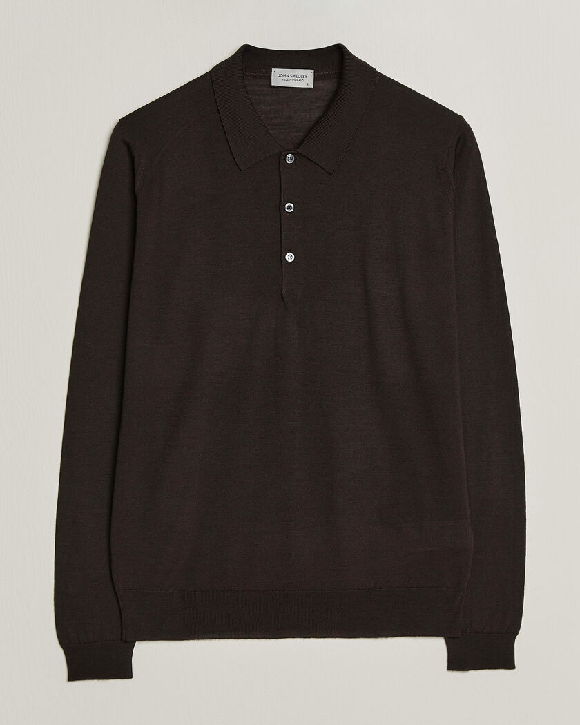 John Smedley Belper Extra Fine Merino Polo Pullover Faulkner Brown – Marrón